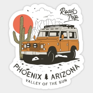 Vintage Phoenix AZ Desert Cactus Sunset Road Trip Sticker